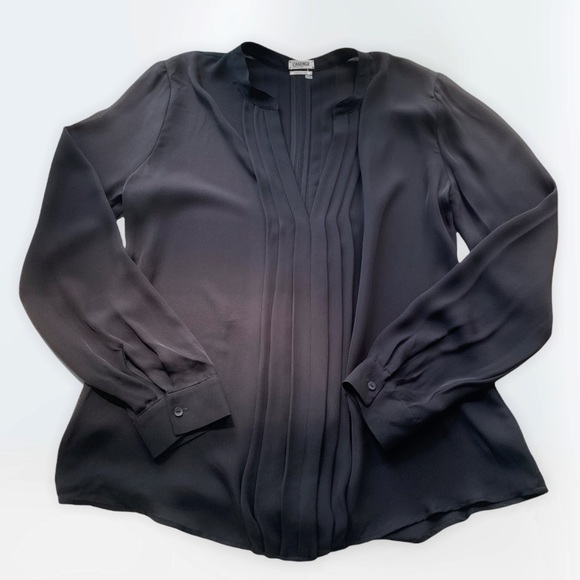L'Agence Long-Sleeve Pleated Silk Blouse - Picture 5 of 7